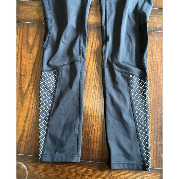 Athleta Black Activewear Leggings with White Pattern Accent Panels Size Medium - Picture 3 of 10
